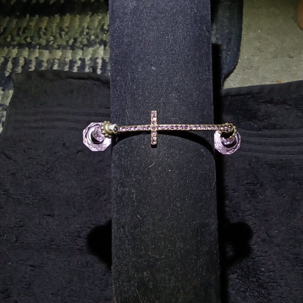 Vintage Hand Craft Pink Cross Bracelet - Picture 2 of 6